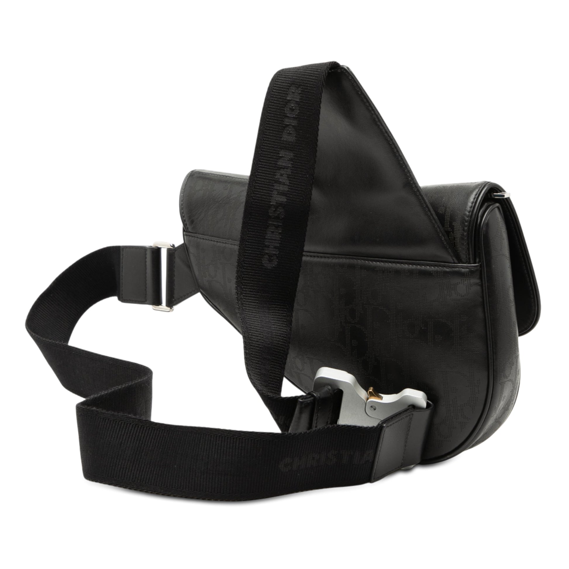 Black Dior Oblique Perforated Calfskin Galaxy Saddle Bag