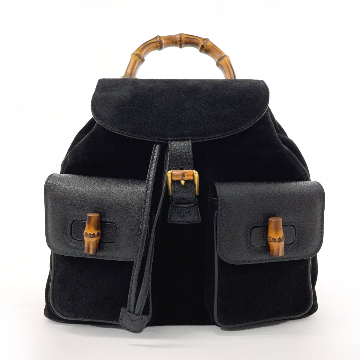 GUCCI Backpack 003?1998 Suede, Leather black Bamboo