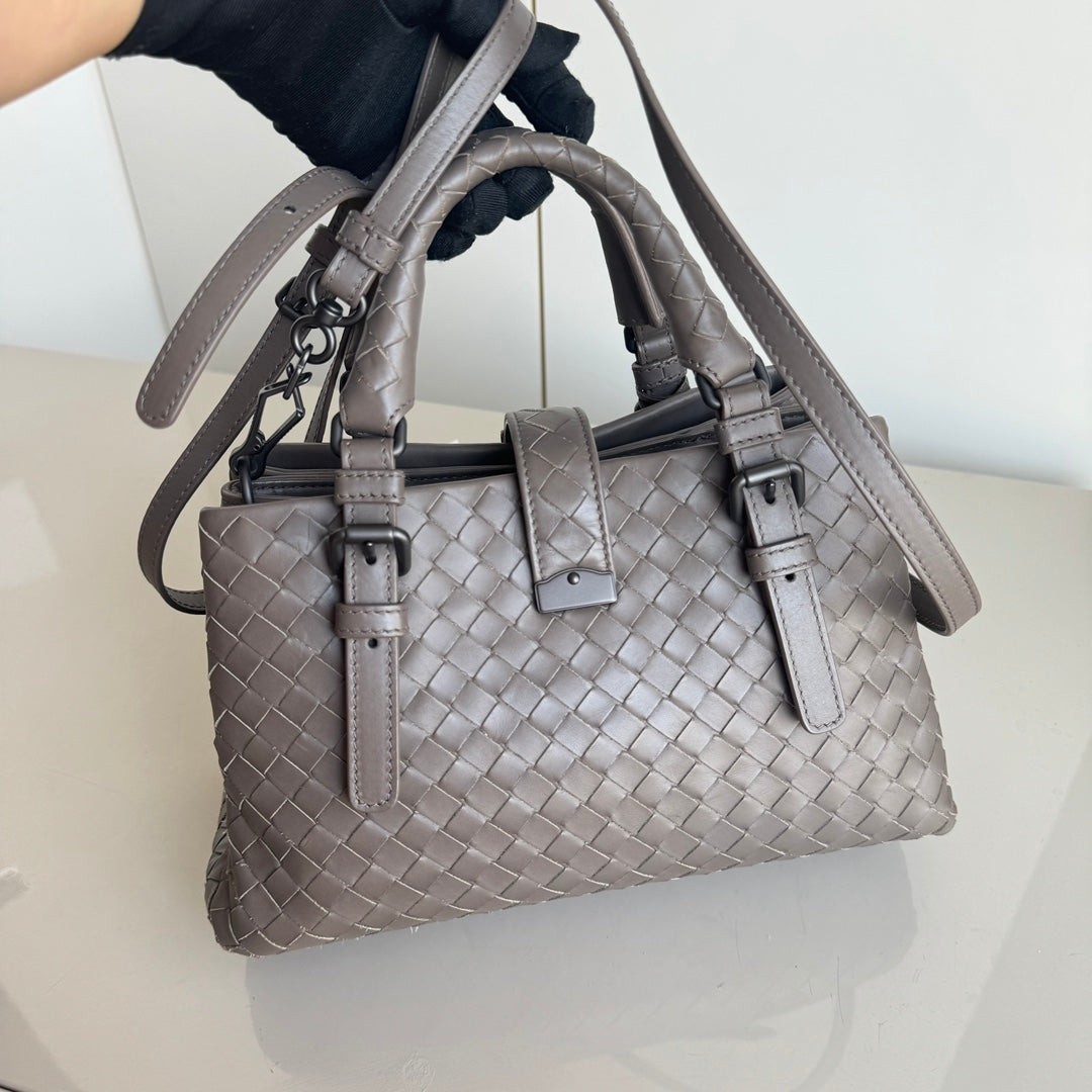 Bottega Veneta Roma Handbag Bag Intrecciato Nappa Leather Grey Mini 25cm