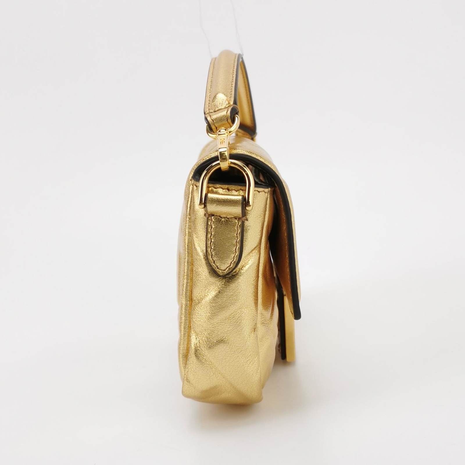 Fendi Baguette Mini Gold Nappa Leather Crossbody Bag
