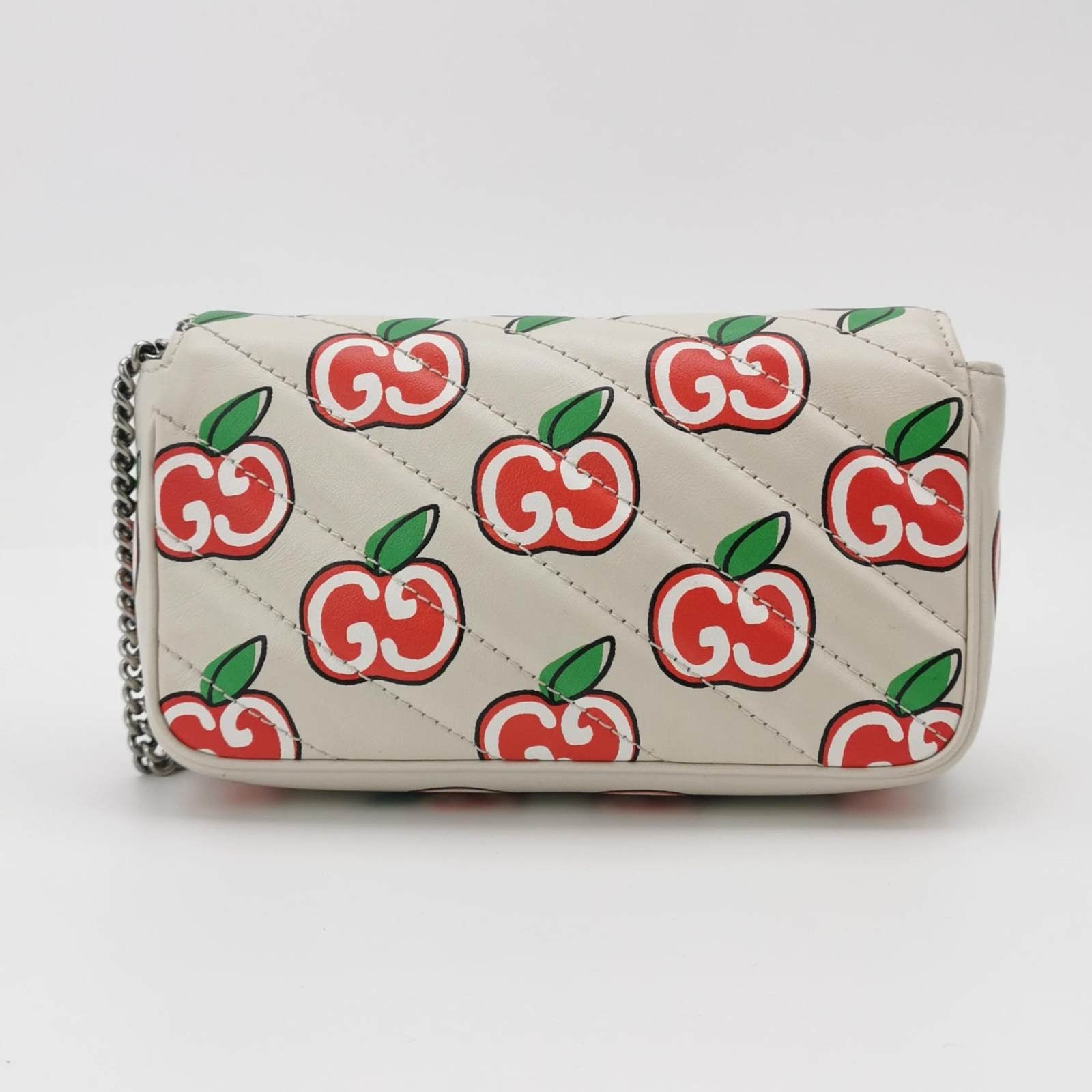 Gucci Marmont Super Mini Flap Leather Bag Valentine's Special Apple Logo
