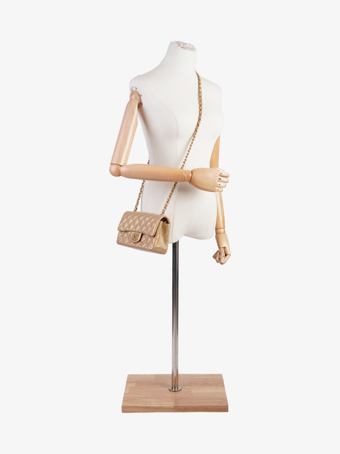 Chanel Rectangular Flap Gold Caviar Leather Mini