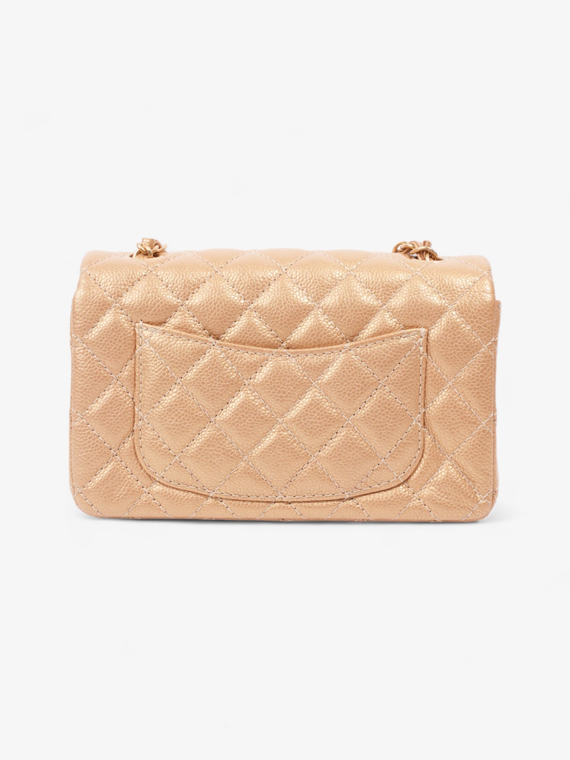 Chanel Rectangular Flap Gold Caviar Leather Mini