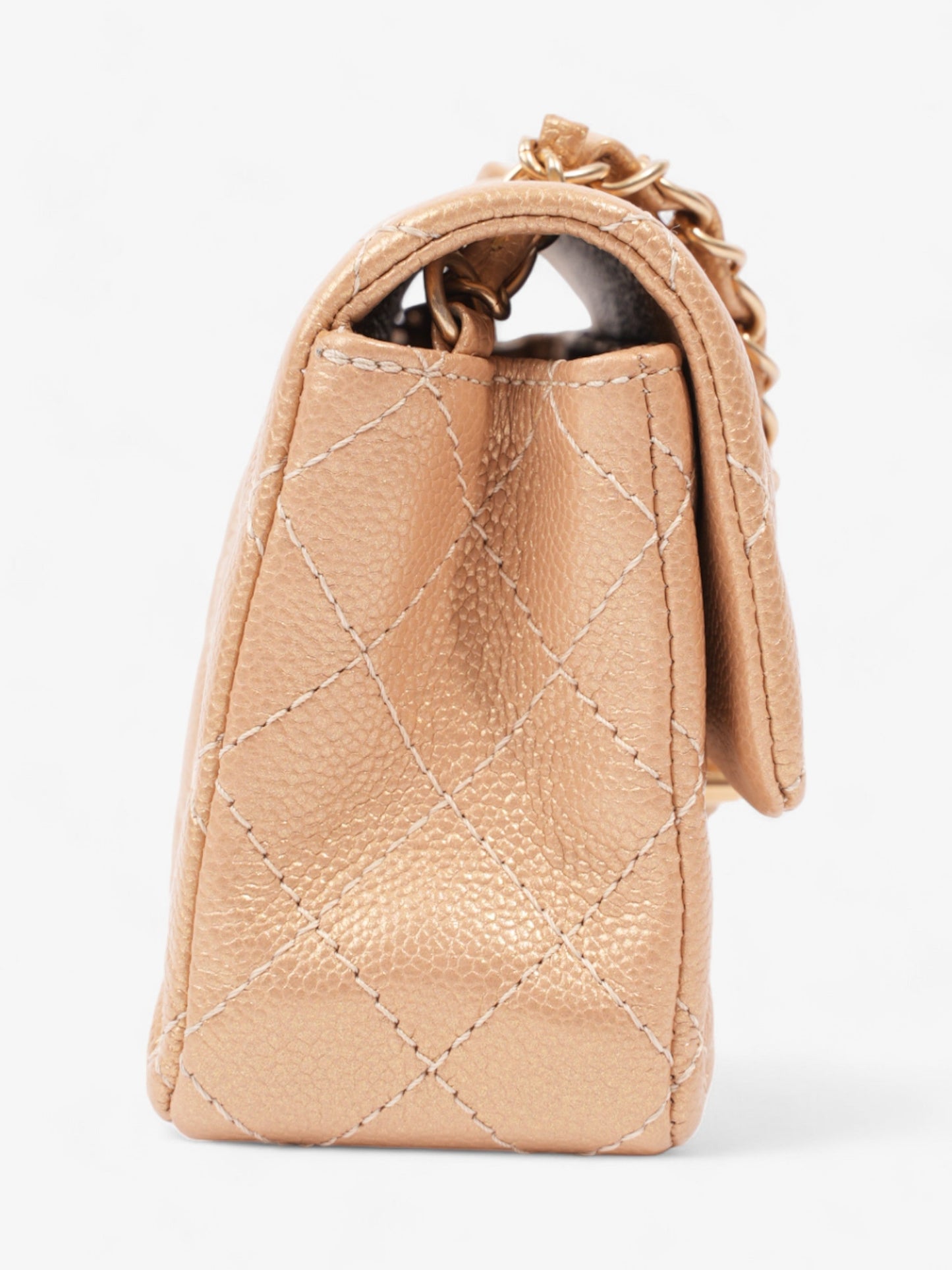Chanel Rectangular Flap Gold Caviar Leather Mini