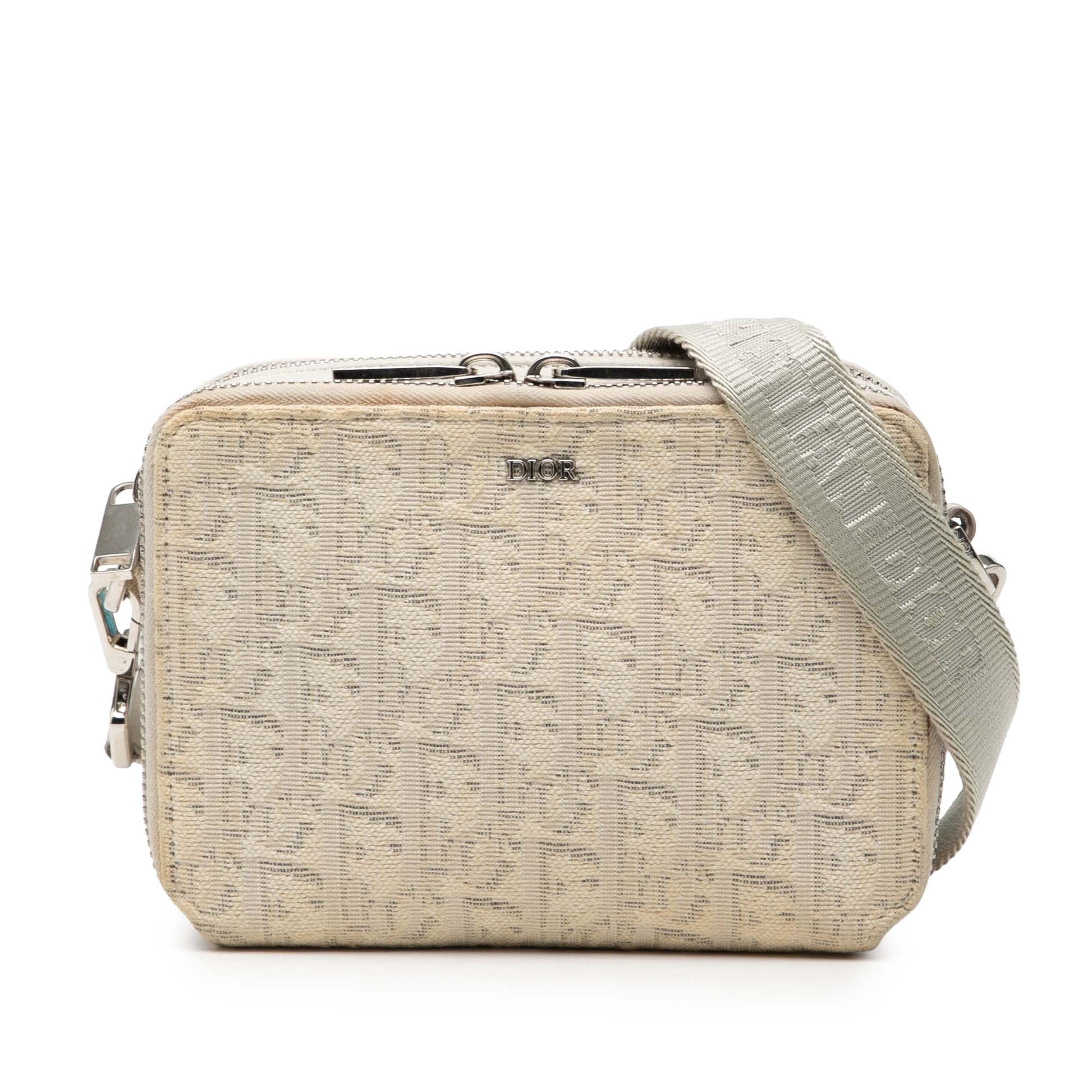 Beige Dior Oblique Canvas Double Zip Crossbody