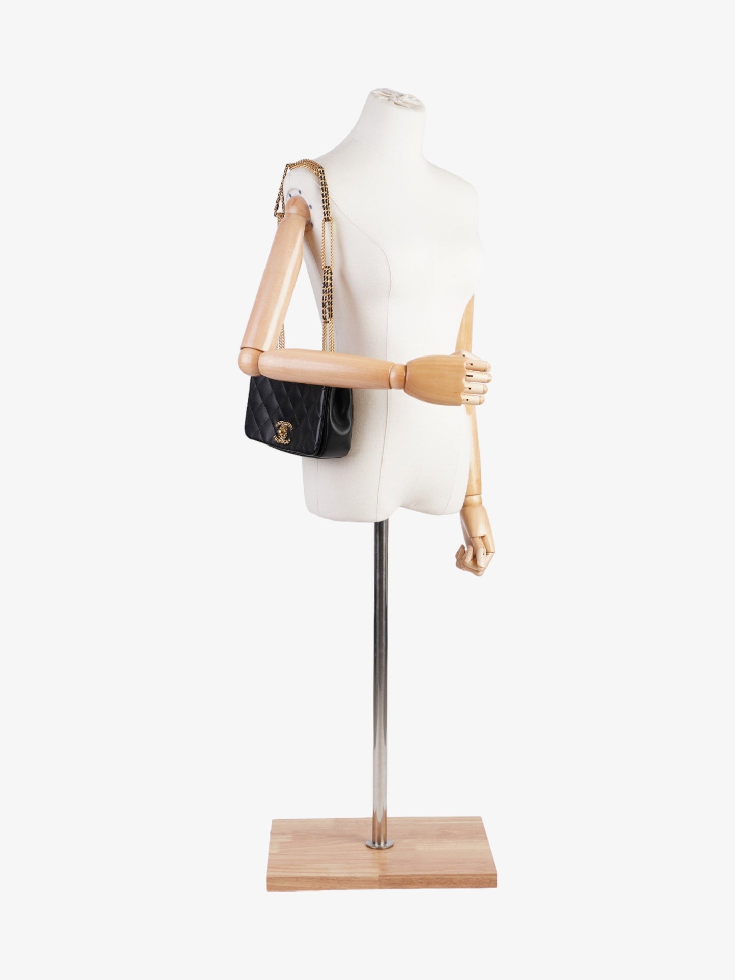 Chanel On And On Full Flap Black Lambskin Leather Small