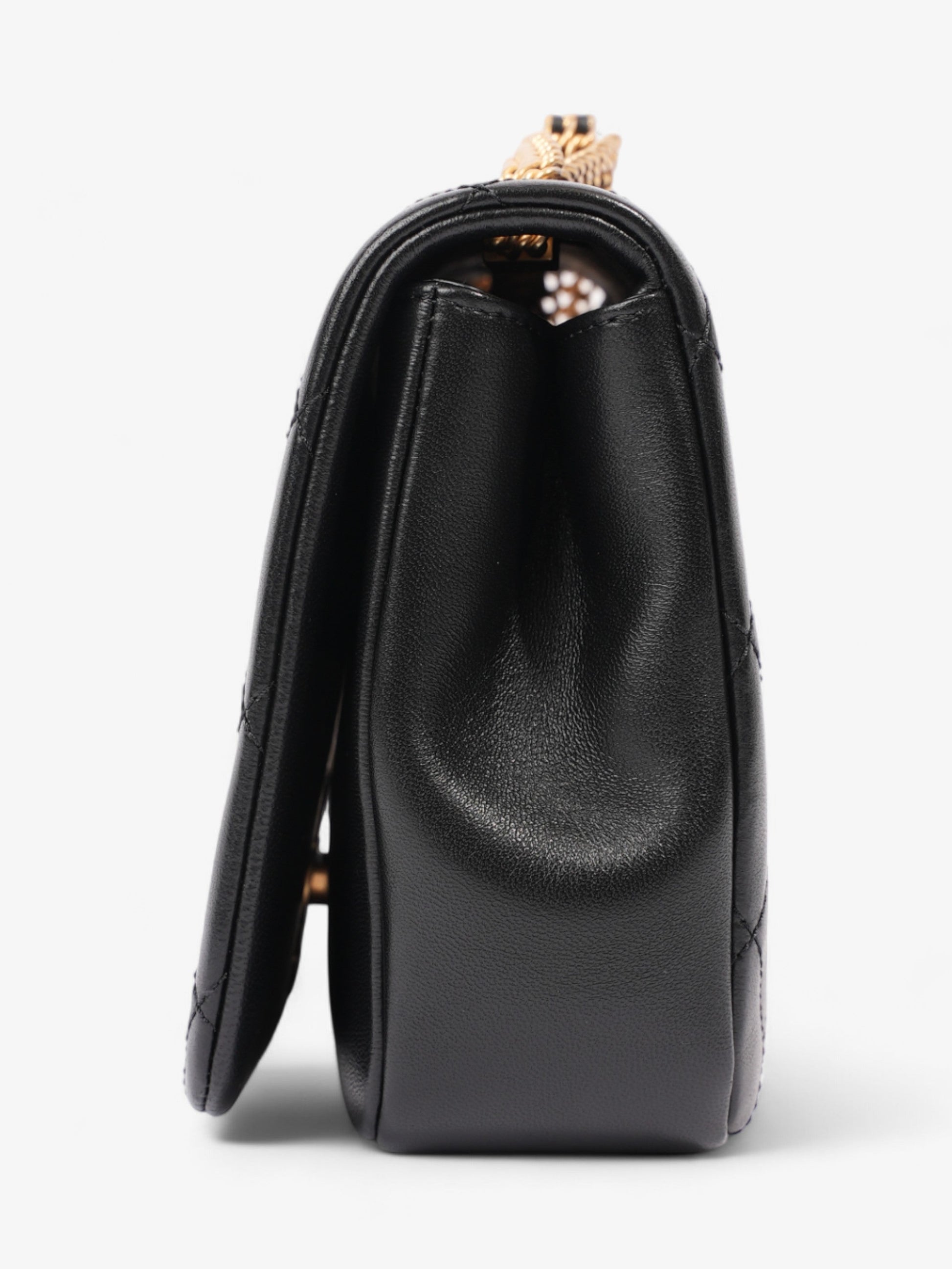 Chanel On And On Full Flap Black Lambskin Leather Small