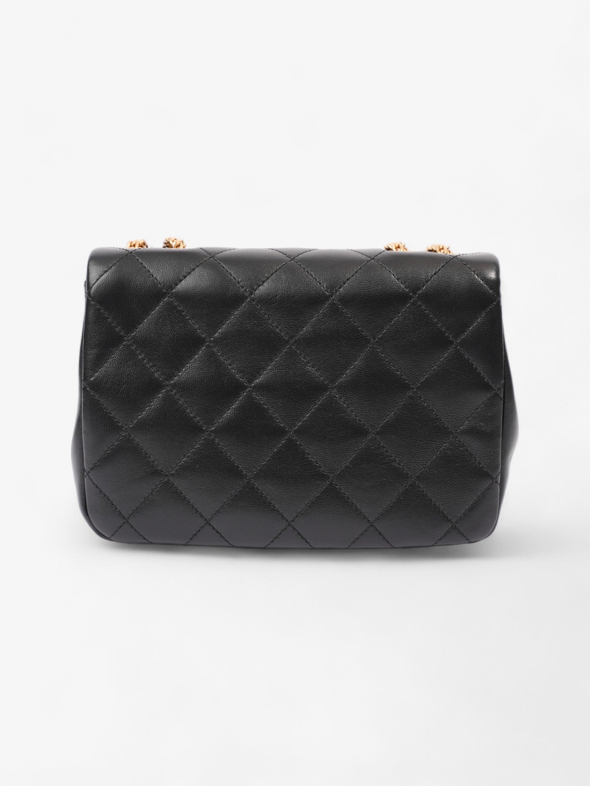 Chanel On And On Full Flap Black Lambskin Leather Small