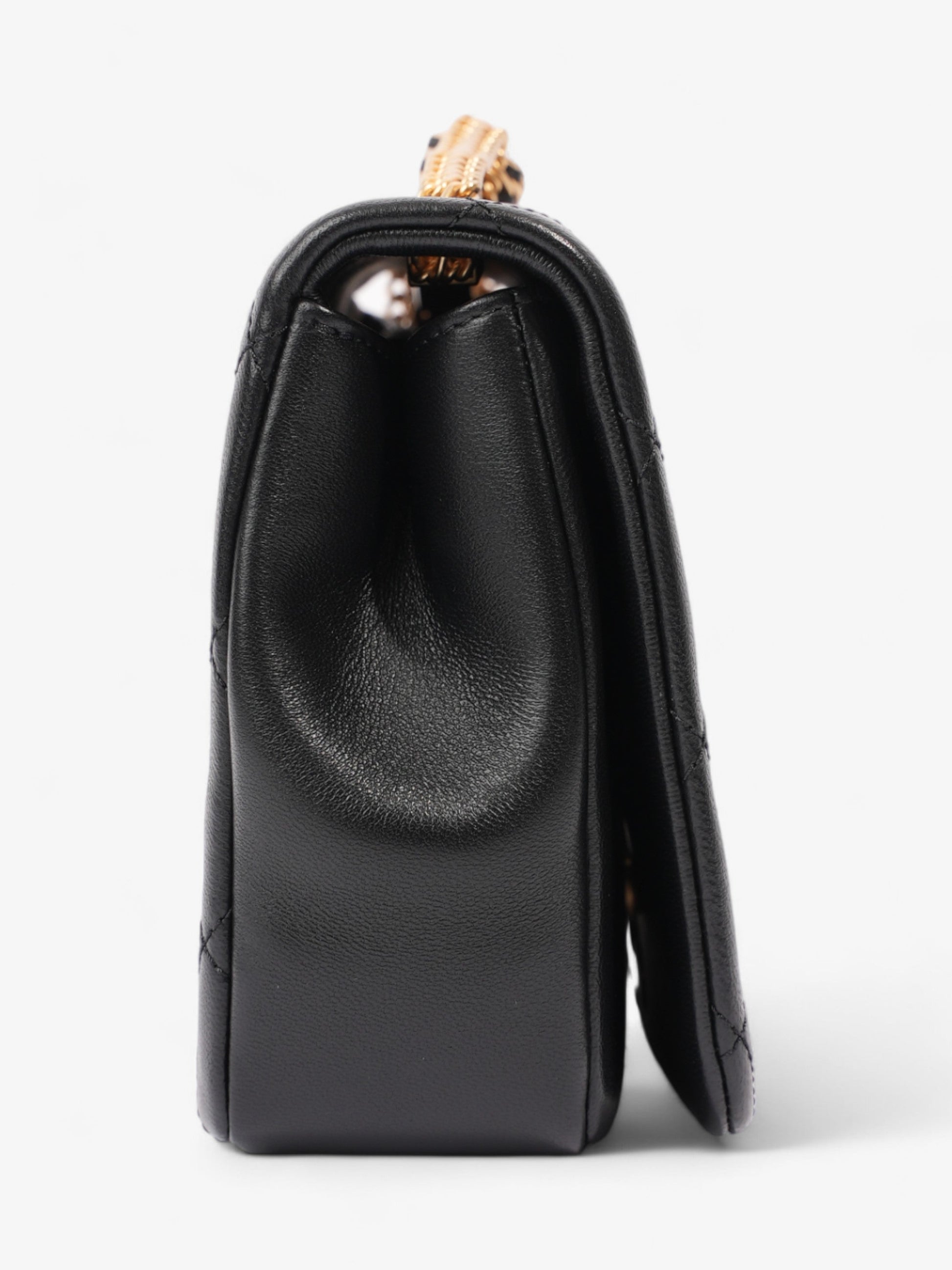 Chanel On And On Full Flap Black Lambskin Leather Small