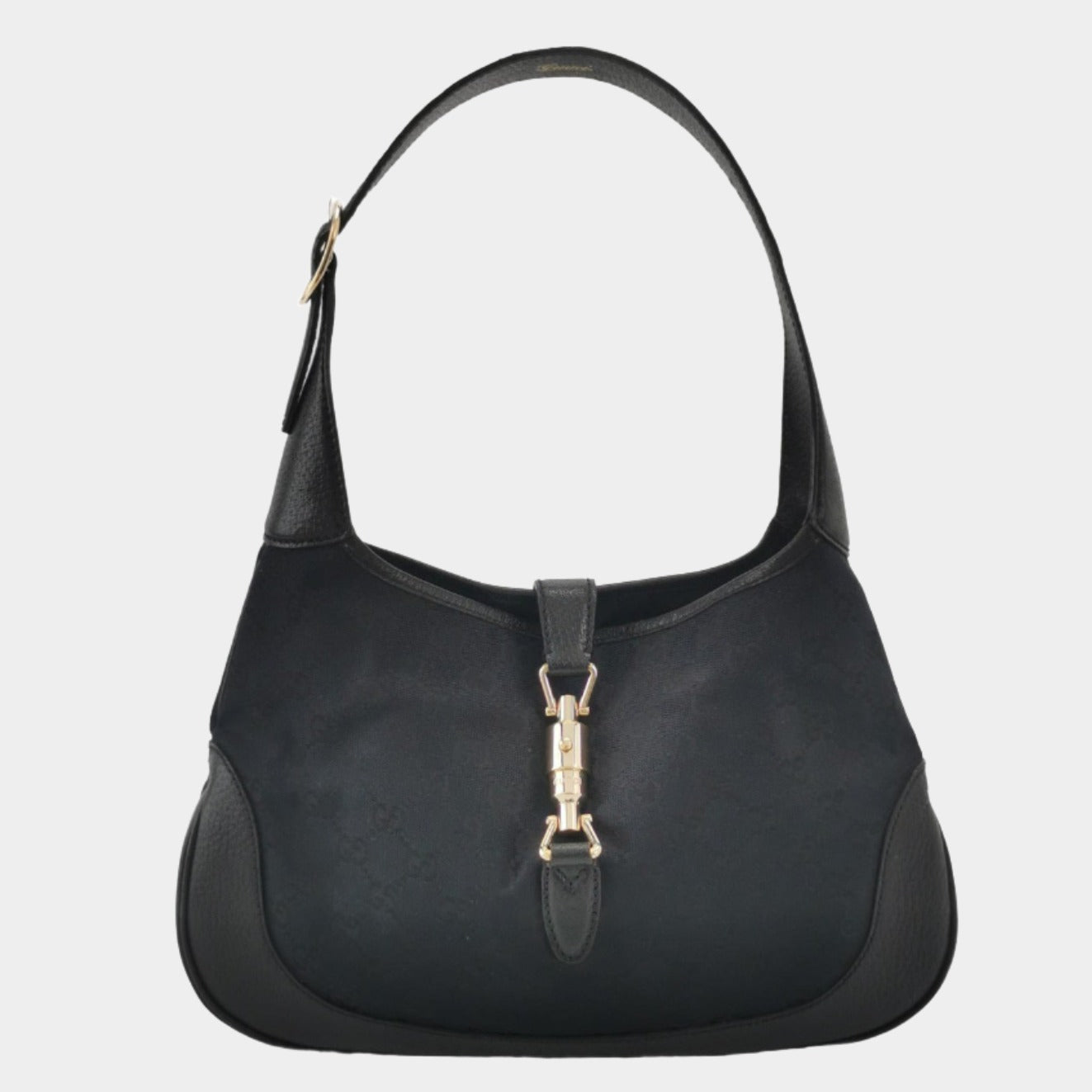 Gucci Jackie 1961 Small Monogram Canvas and Leather Bag Black