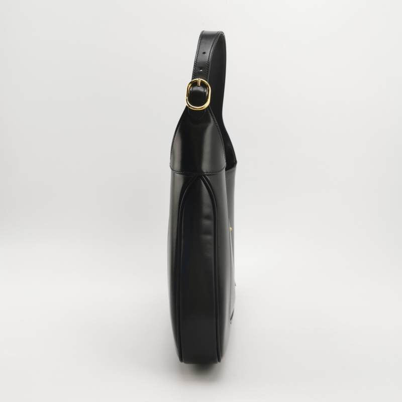 Gucci Jackie 1961 Medium Black Leather Bag with Adjustable Strap