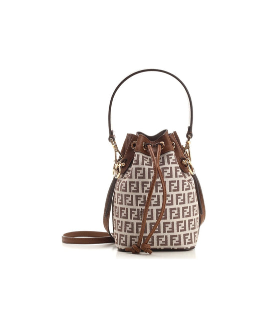 FENDI FF MINI MON TR SOR BUCKET BAG WITH SHOULDER STRAP