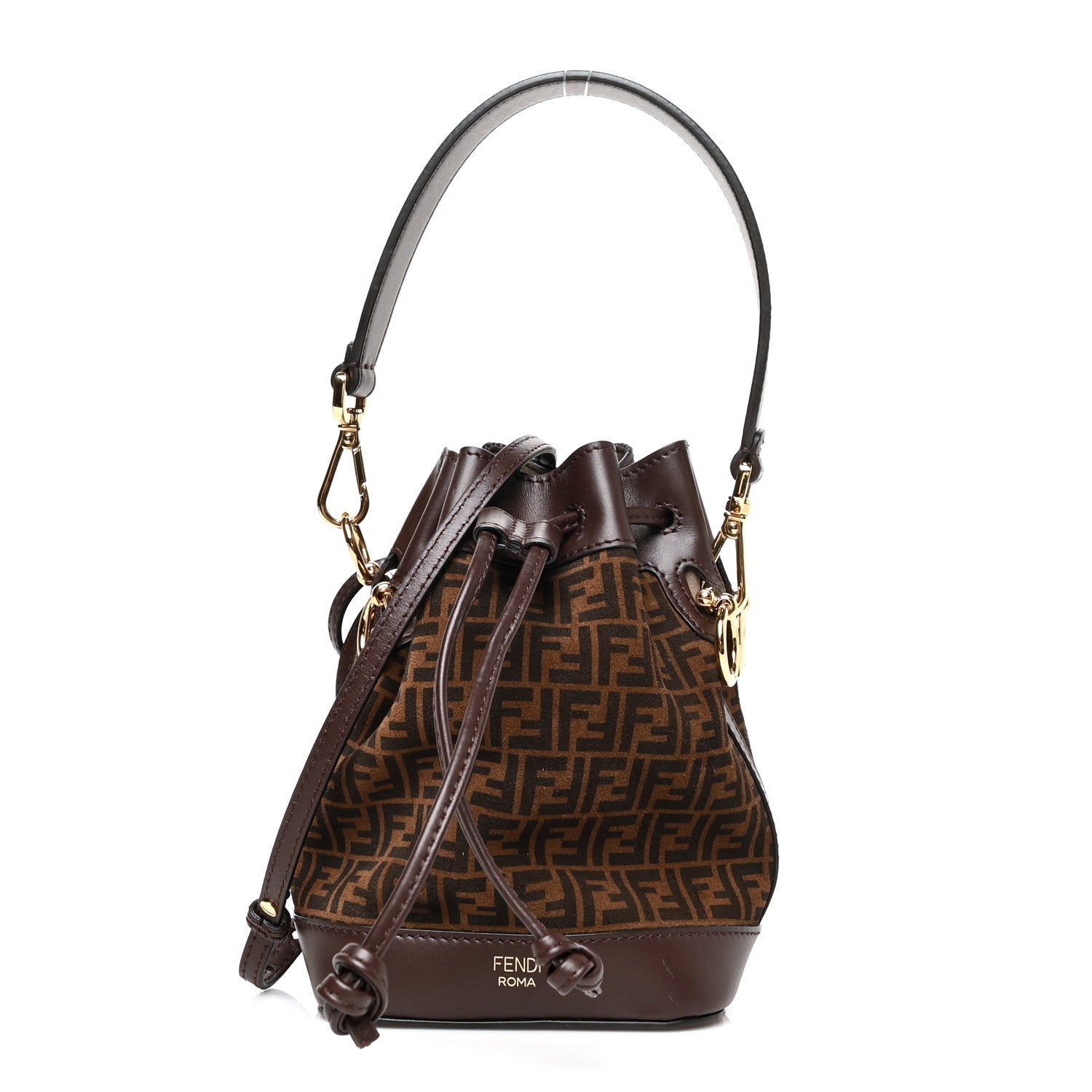 FENDI FF MINI MON TR SOR BUCKET BAG WITH SHOULDER STRAP