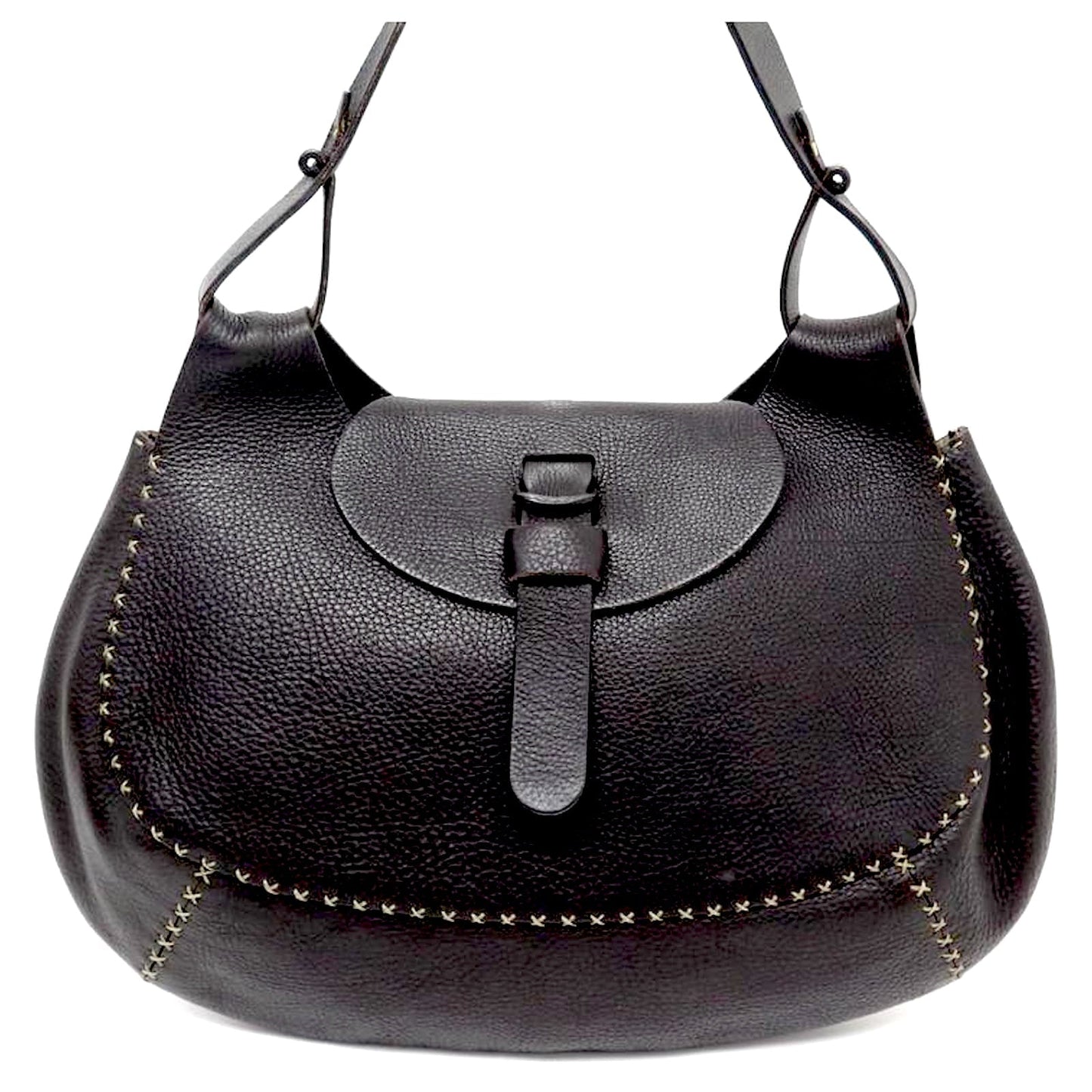 FENDI SELLERIA CALFSKIN LEATHER SHOULDER BAG
