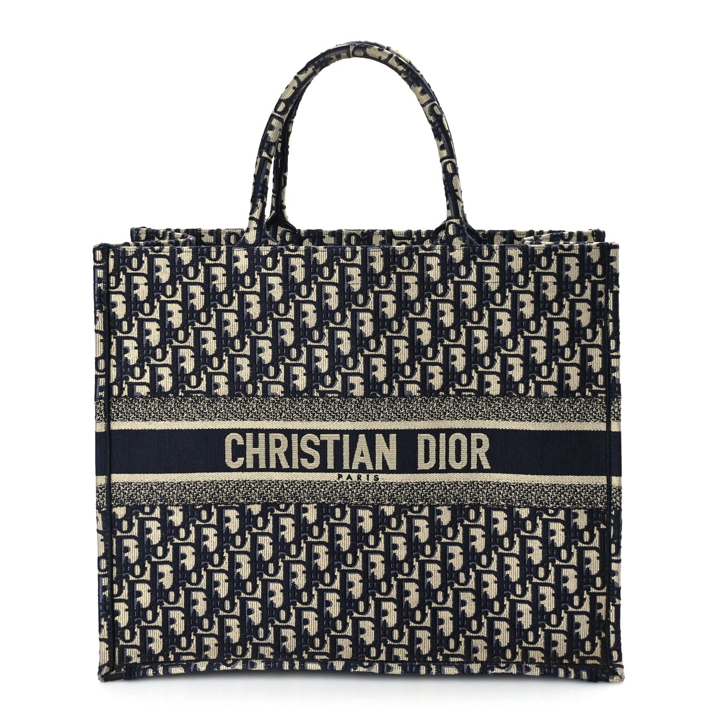 Christian Dior Oblique Large Book Tote Blue Multicolor