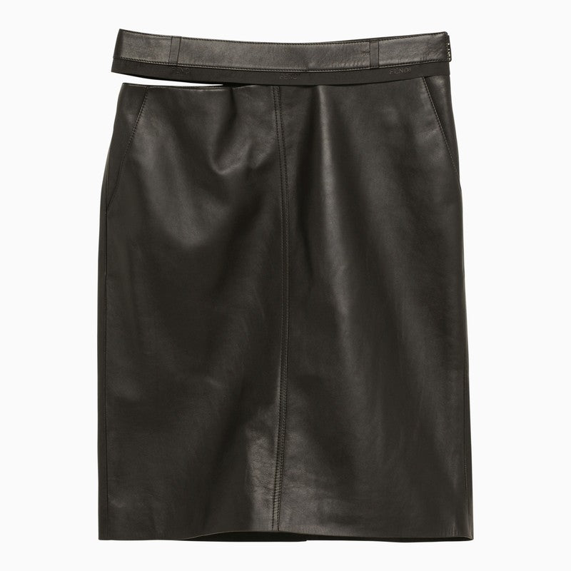 Fendi Cut-Out Detail Black Skirt Women