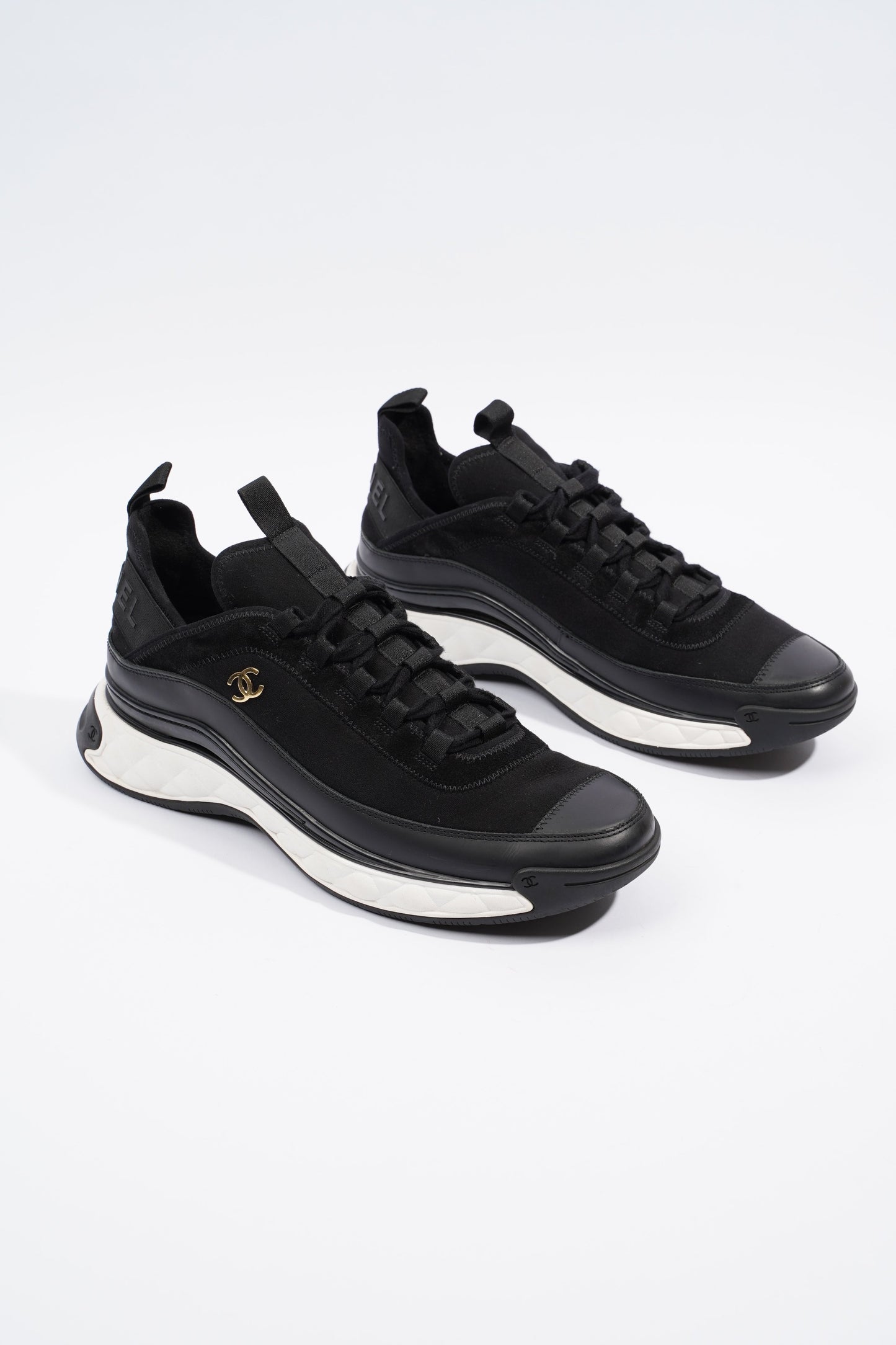 Chanel CC Logo Sneaker Black White Fabric EU 42 UK 8