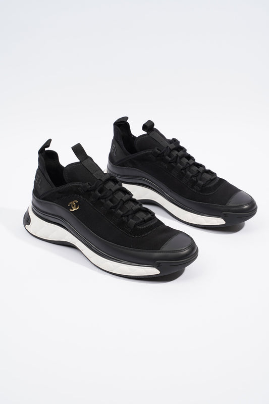 Chanel CC Logo Sneaker Black White Fabric EU 42 UK 8