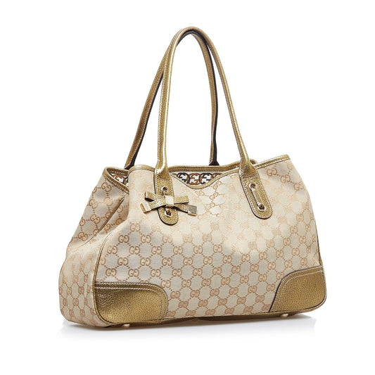 Gucci Princy Brown Leather Canvas Tote