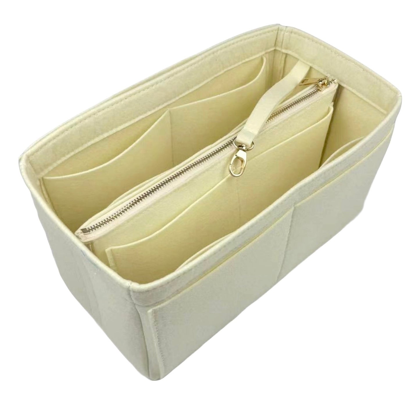 Organizer for [Double Bag Large, Prada] Bag Insert (Felt, with Detachable Zip Pouch)