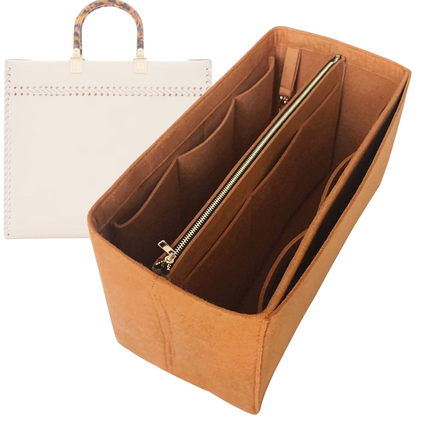 Organizer for [Sunshine Medium, Fendi] Bag Insert (Felt, with Detachable Zip Pouch)