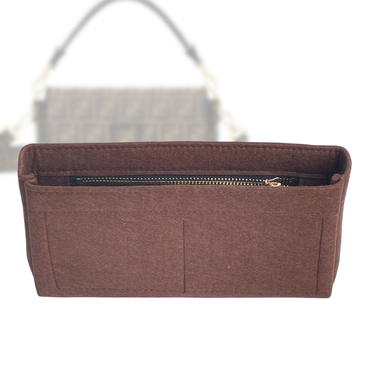 Organizer for [Baguette Nano, Fendi] Bag Insert (Felt, Slim with Zip Pocket)