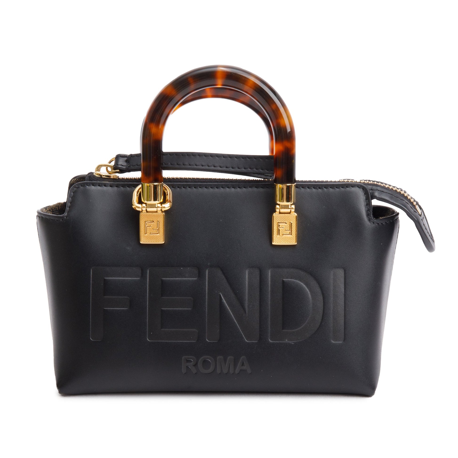 Fendi 2022 Black Leather By the Way Mini Boston Bag