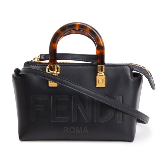 Fendi 2022 Black Leather By the Way Mini Boston Bag