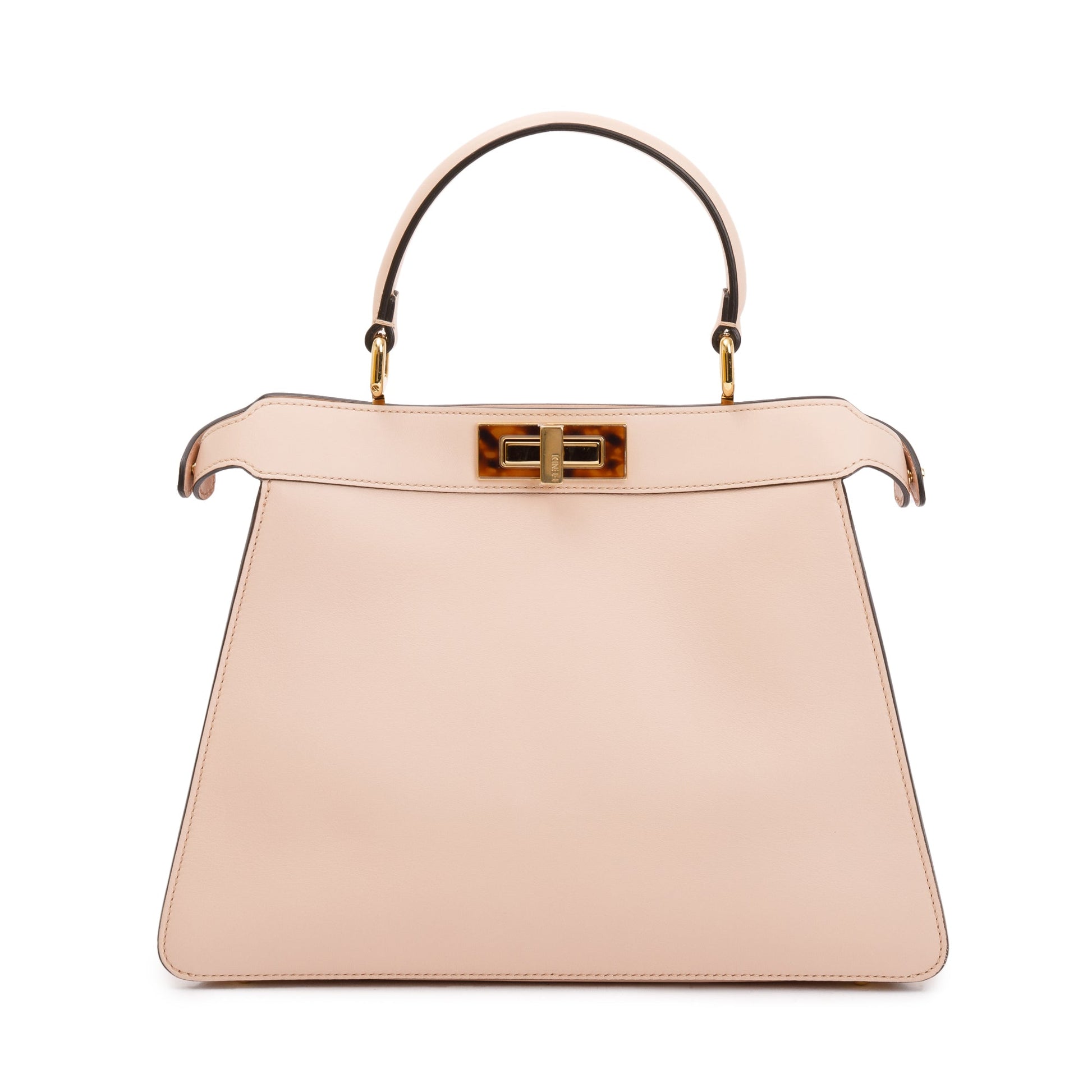 Fendi 2022 Pink Calfskin Leather Medium Peekaboo Bag with Tortoise Detail