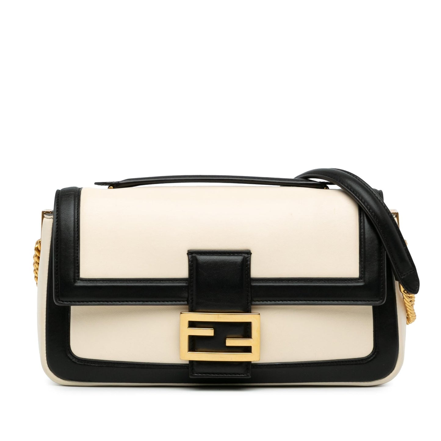 Fendi Bicolor Leather Chain Midi Baguette (SHG-dW85u0)