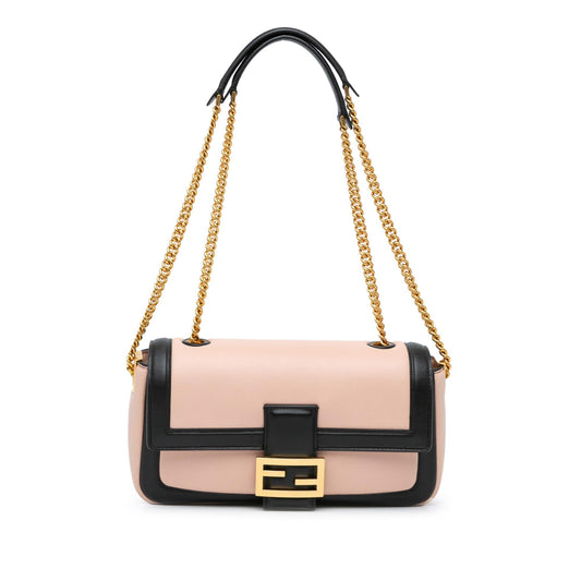 Fendi Bicolor Leather Chain Midi Baguette (SHG-AZNVmi)