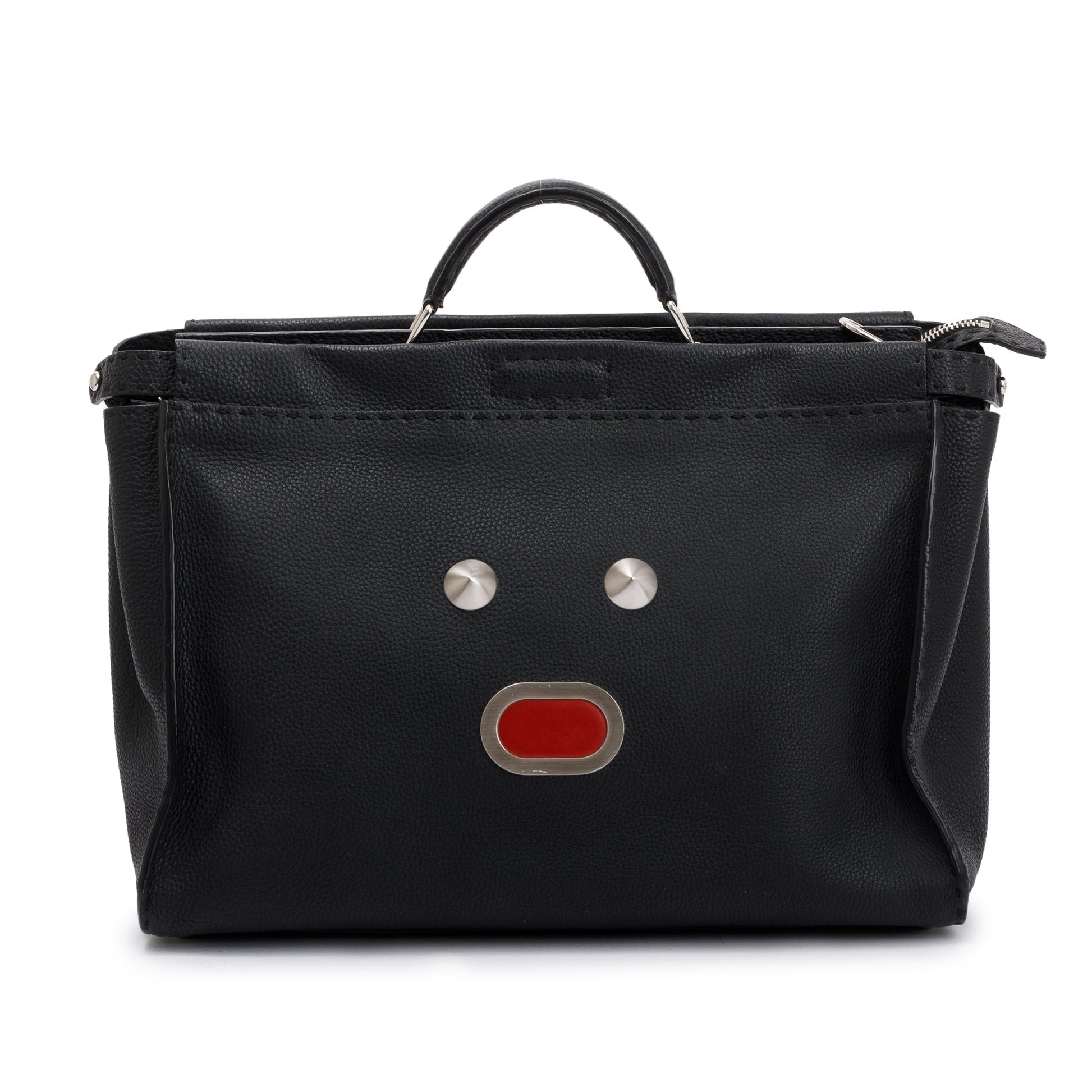 Fendi Black Calfskin Leather Faces XL Peekaboo Bag