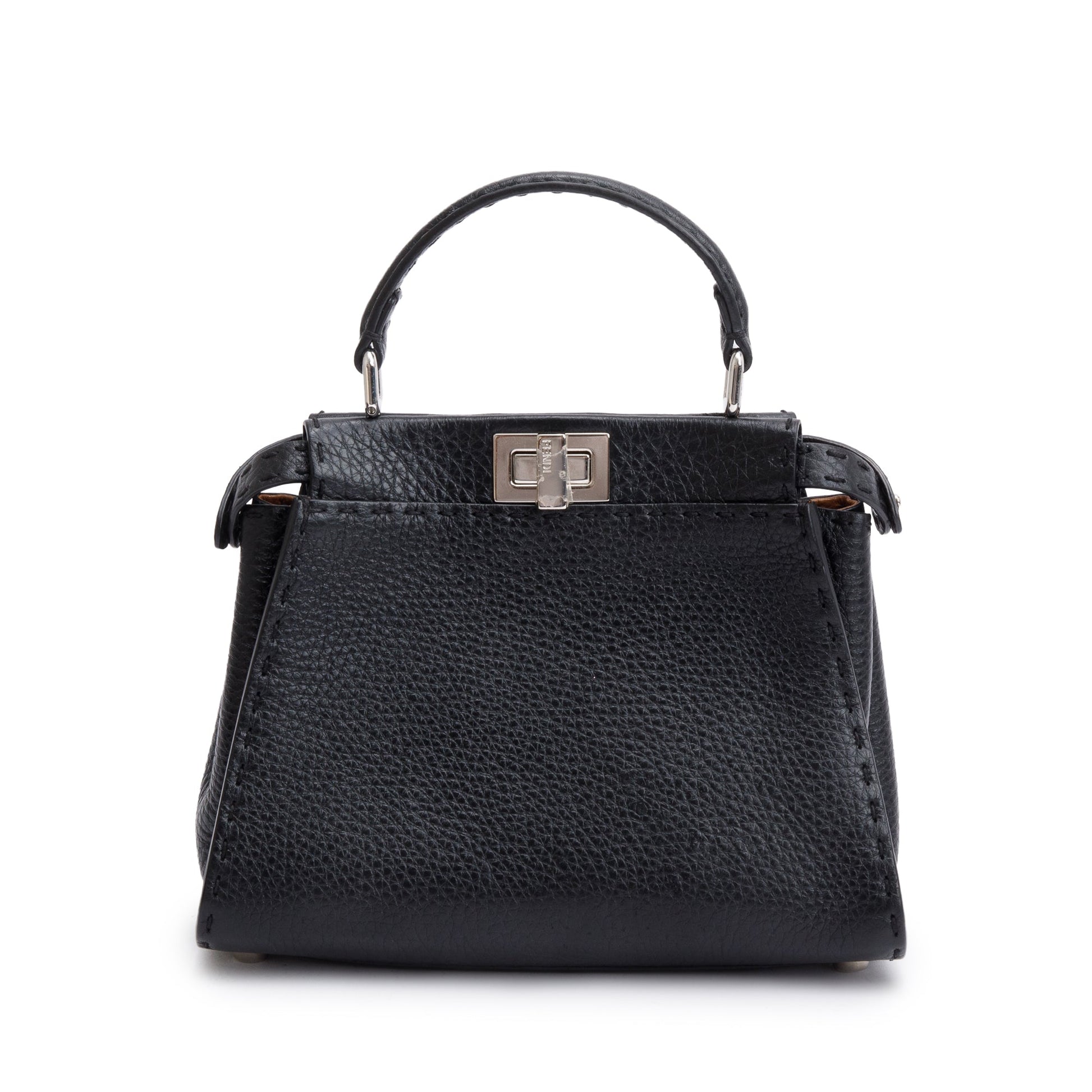 Fendi Black Calfskin Leather Mini Peekaboo ISeeU Bag