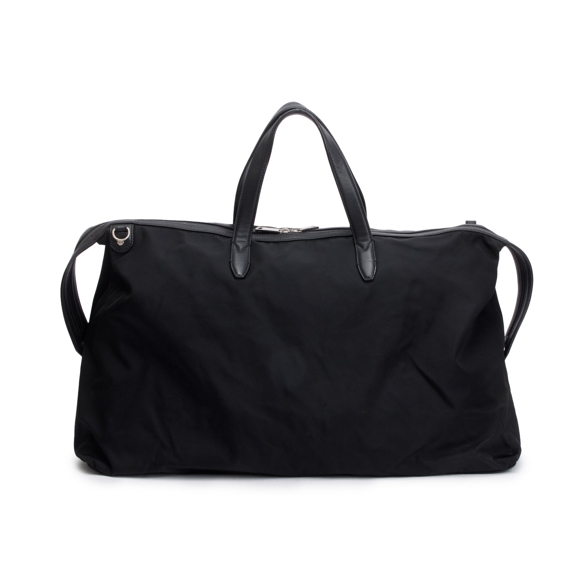Fendi Black Nylon Leather Trim Vocabulary Duffle Bag