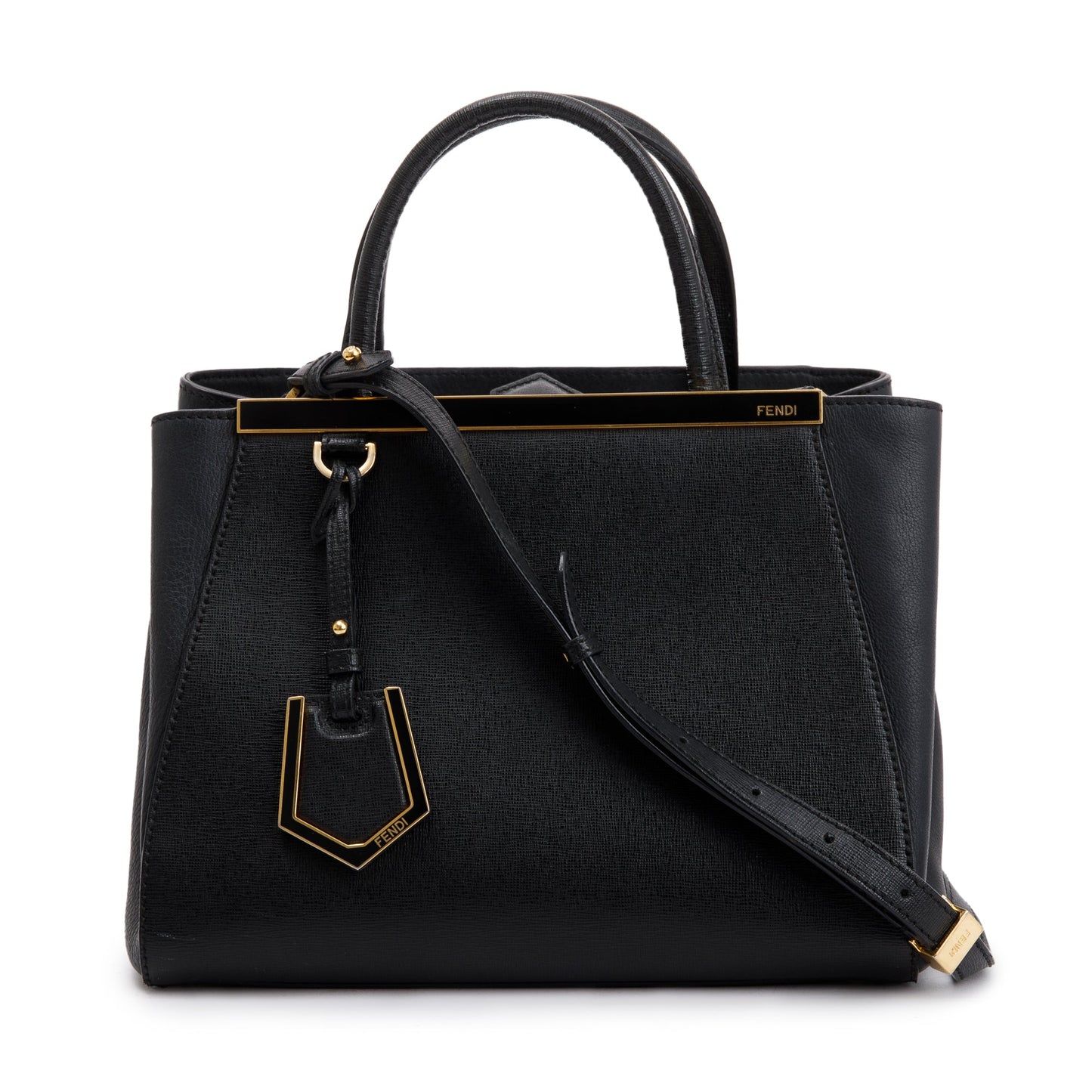 Fendi Black Vitello Elite Leather Petite 2Jours Tote