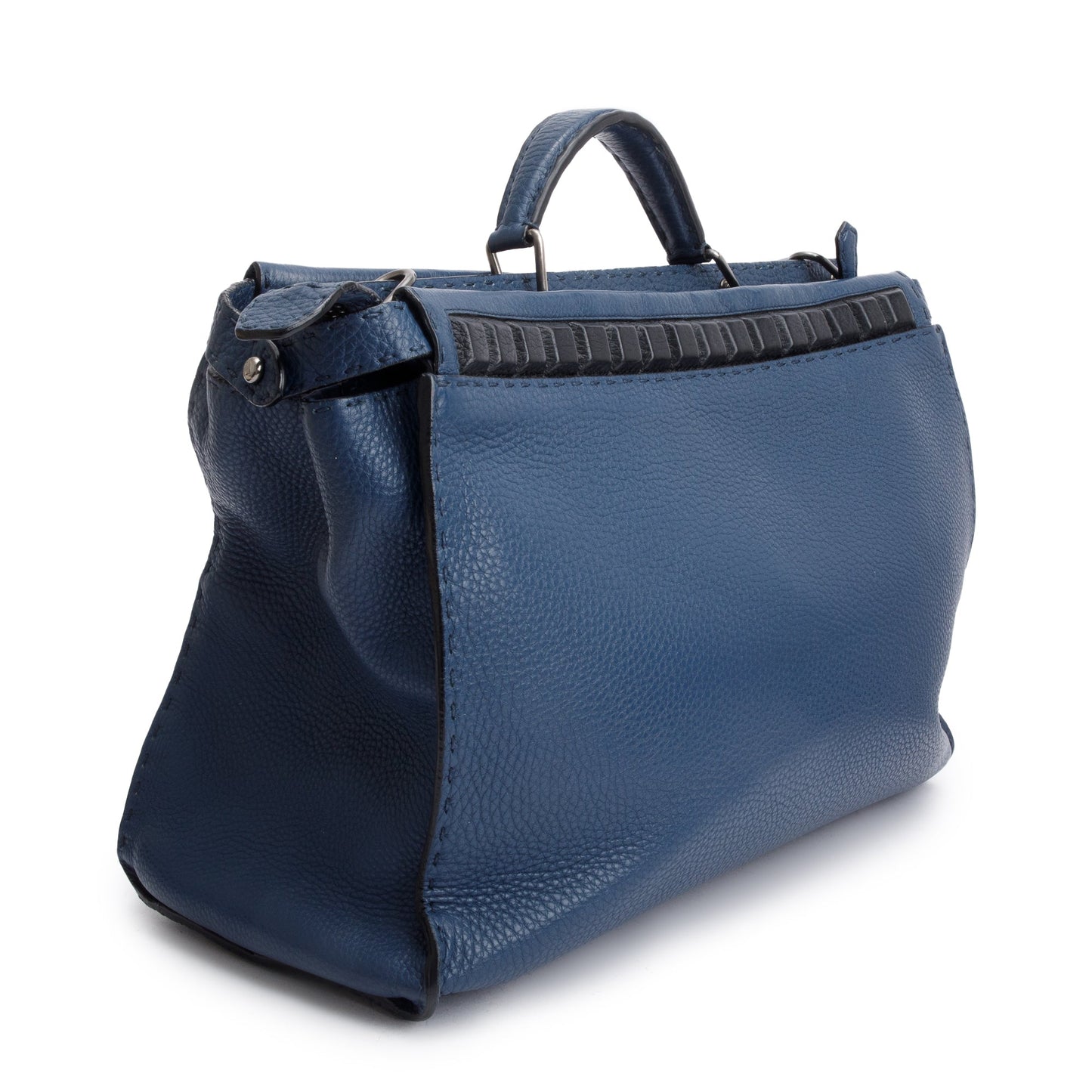 Fendi Blue Selleria Leather Studded XL Peekaboo Bag