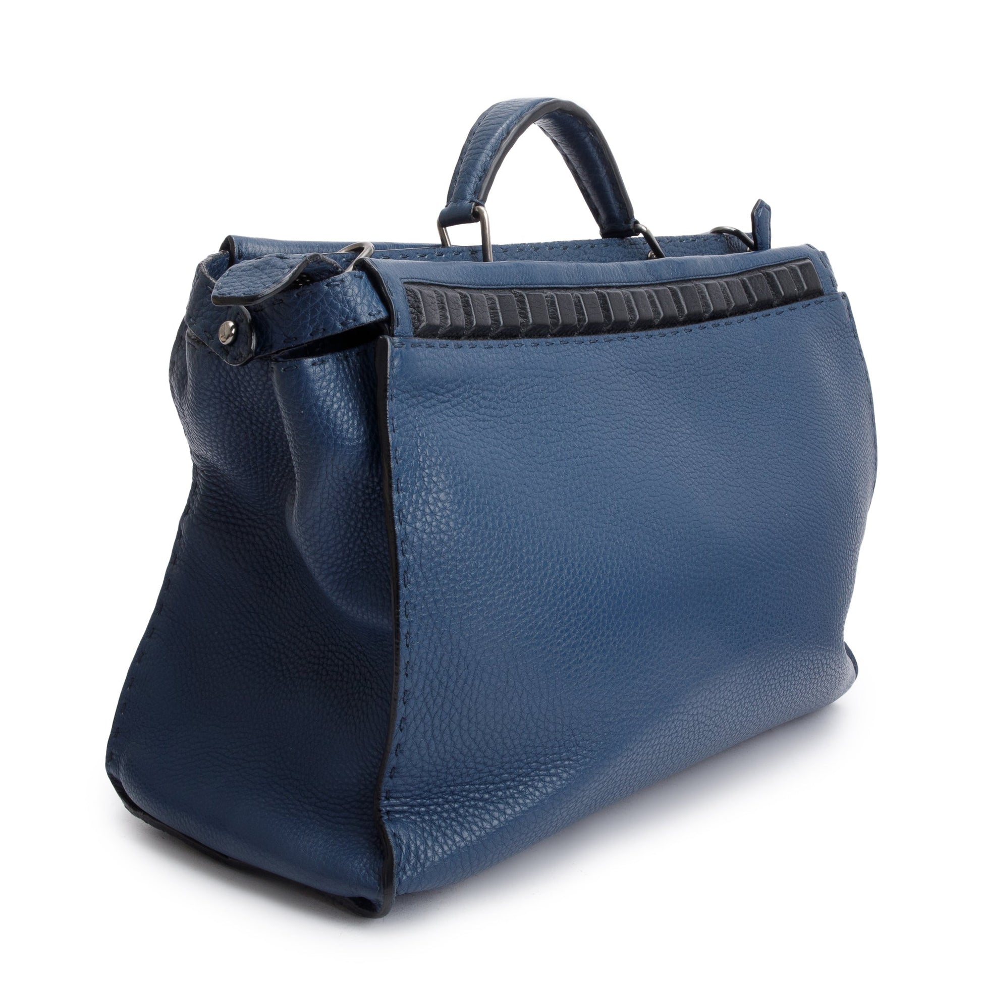 Fendi Blue Selleria Leather Studded XL Peekaboo Bag