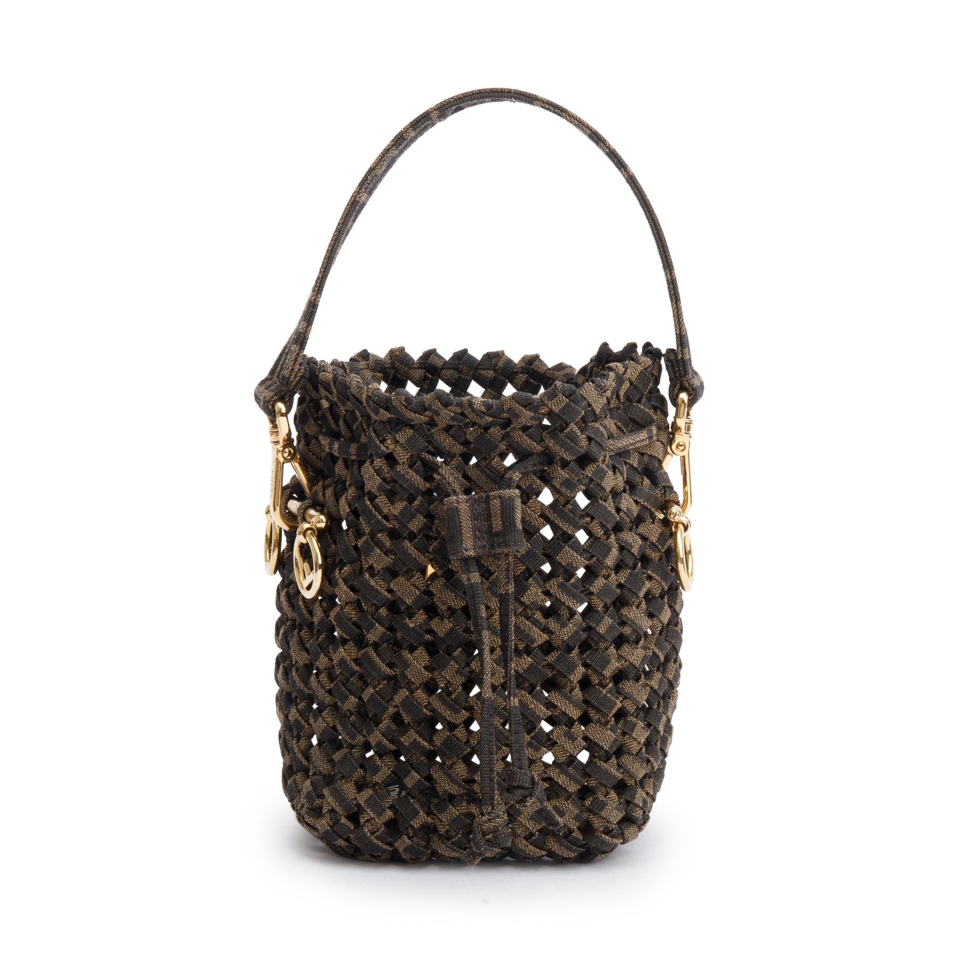 Fendi Brown Zucca Interlace Canvas Mini Mon Tresor Bucket Bag