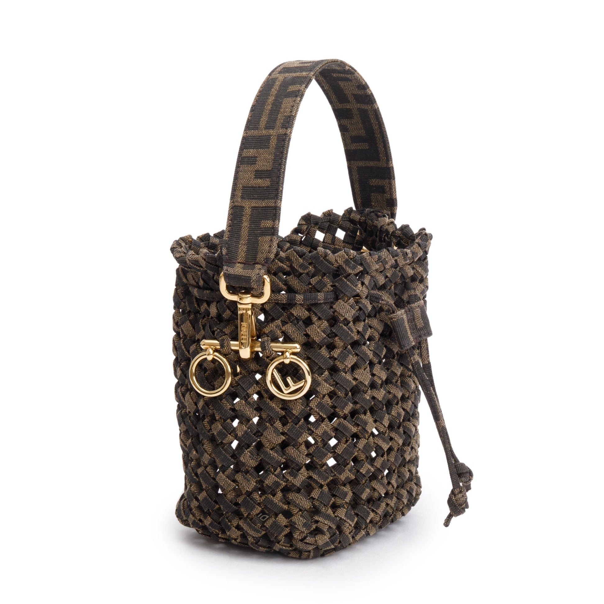 Fendi Brown Zucca Interlace Canvas Mini Mon Tresor Bucket Bag