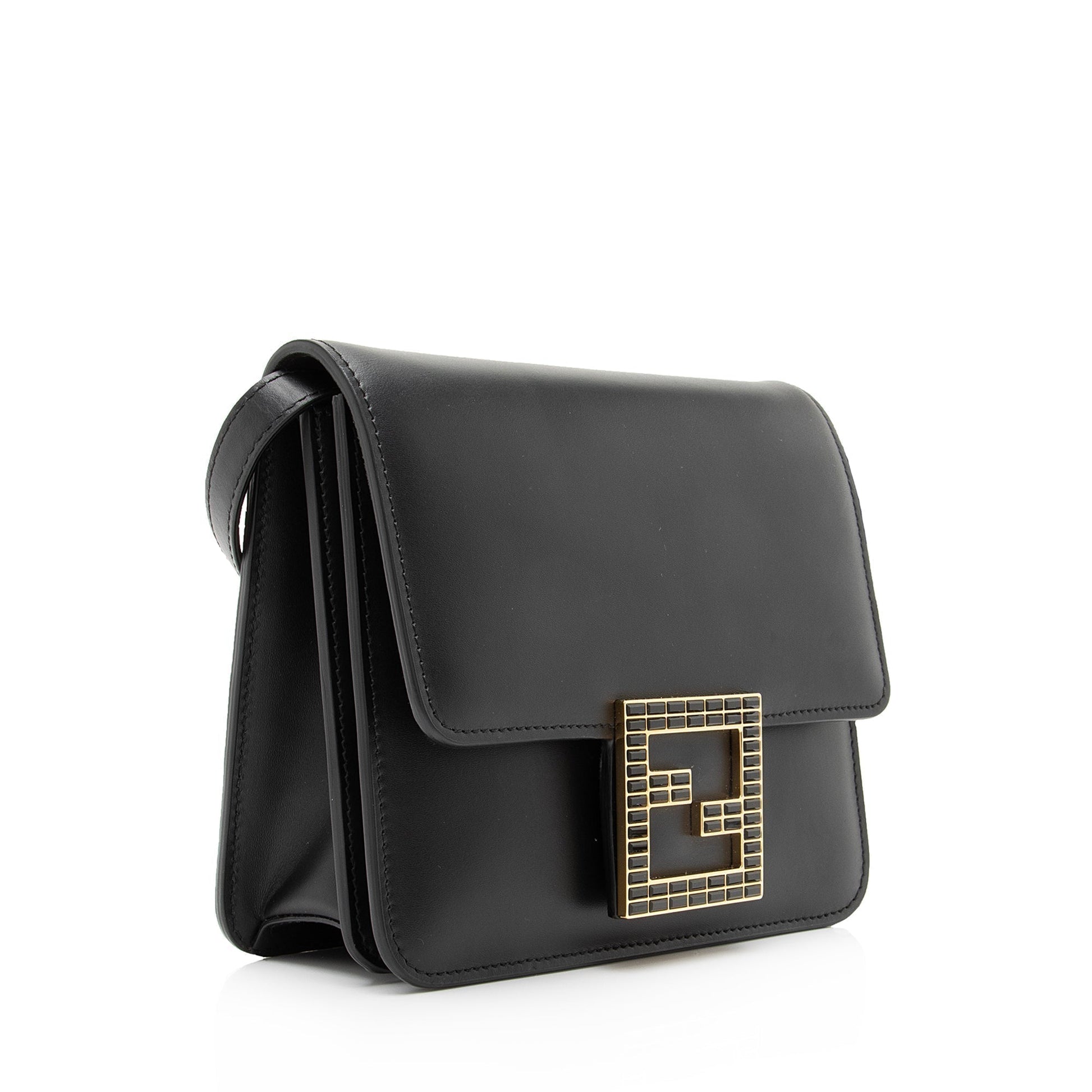Fendi Calfskin Crystal Fab Small Crossbody Bag