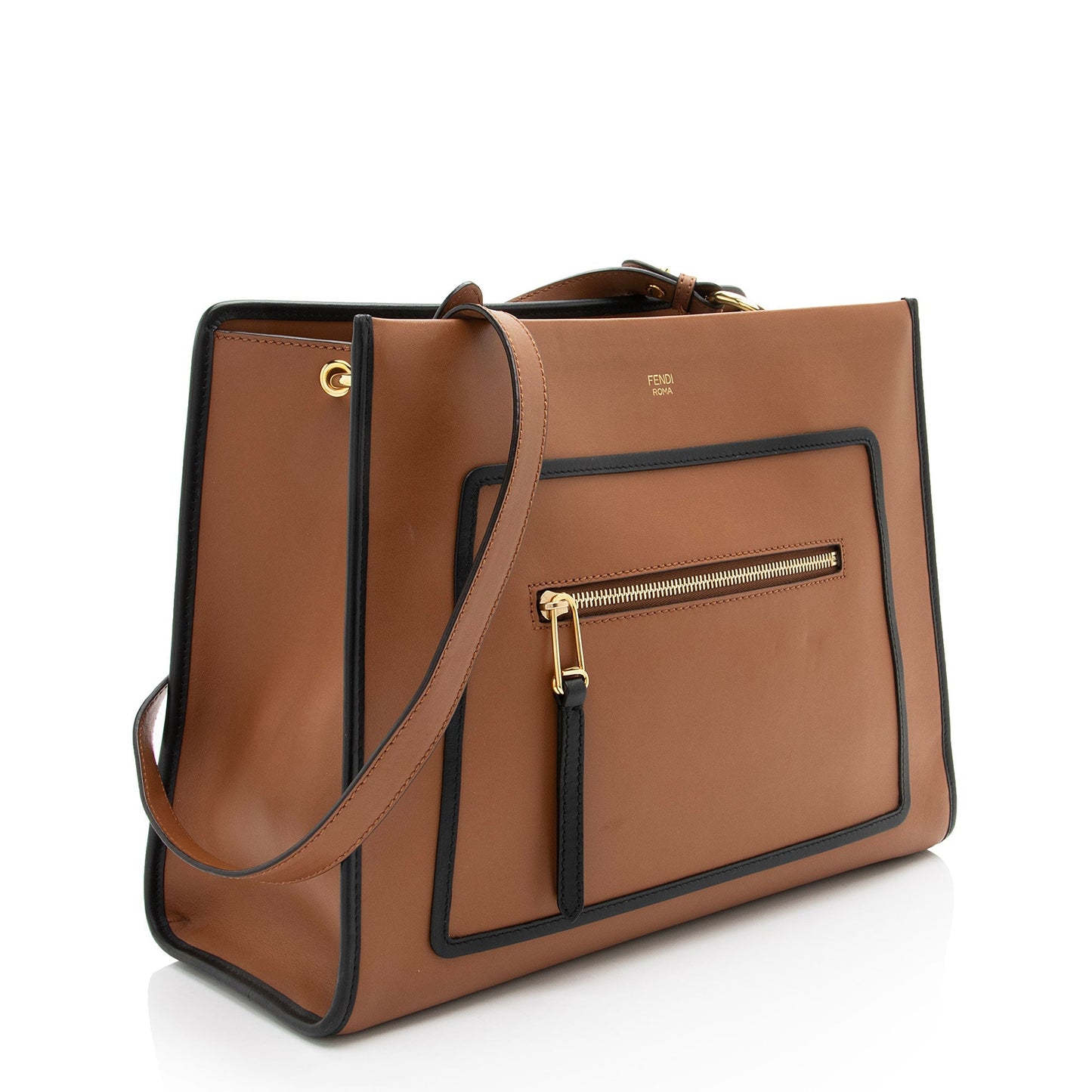 Fendi Calfskin Whipstitch Dotcom Medium Satchel