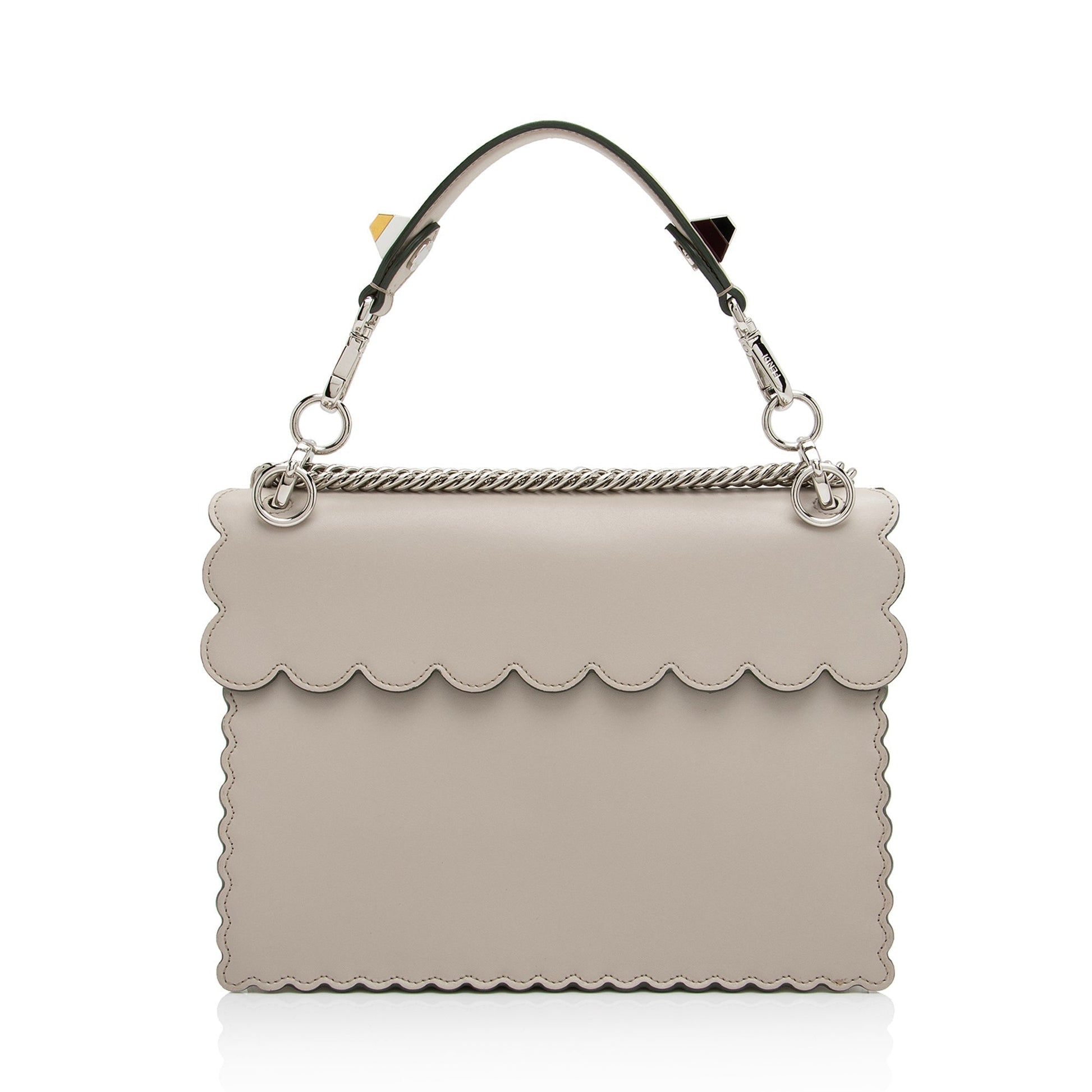 Fendi Calfskin Studded Kan I Medium Shoulder Bag
