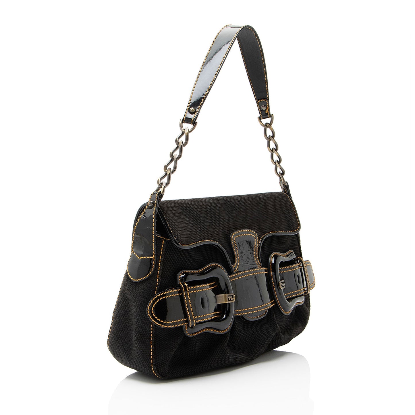 Fendi Shearling FF Baguette Shoulder Bag