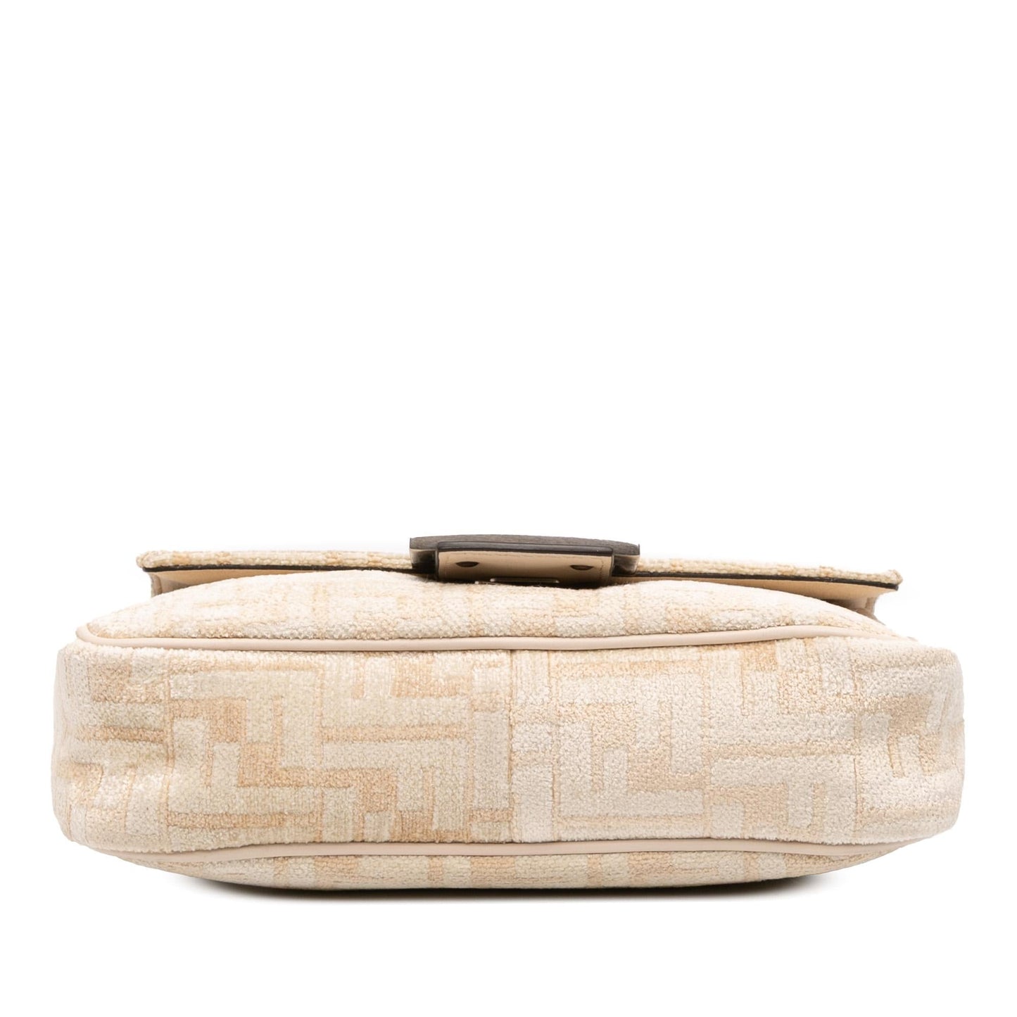 Fendi FF Chenille and Leather Chain Midi Baguette