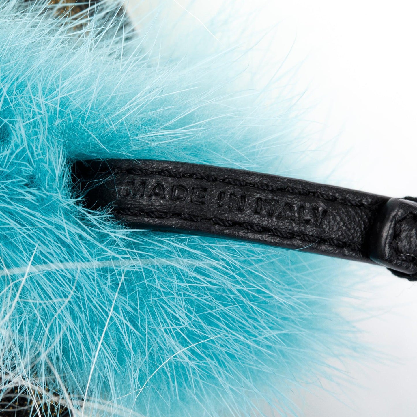 Fendi FF Zucca Canvas Mink Fox Fur Space Monkey Bag Charm