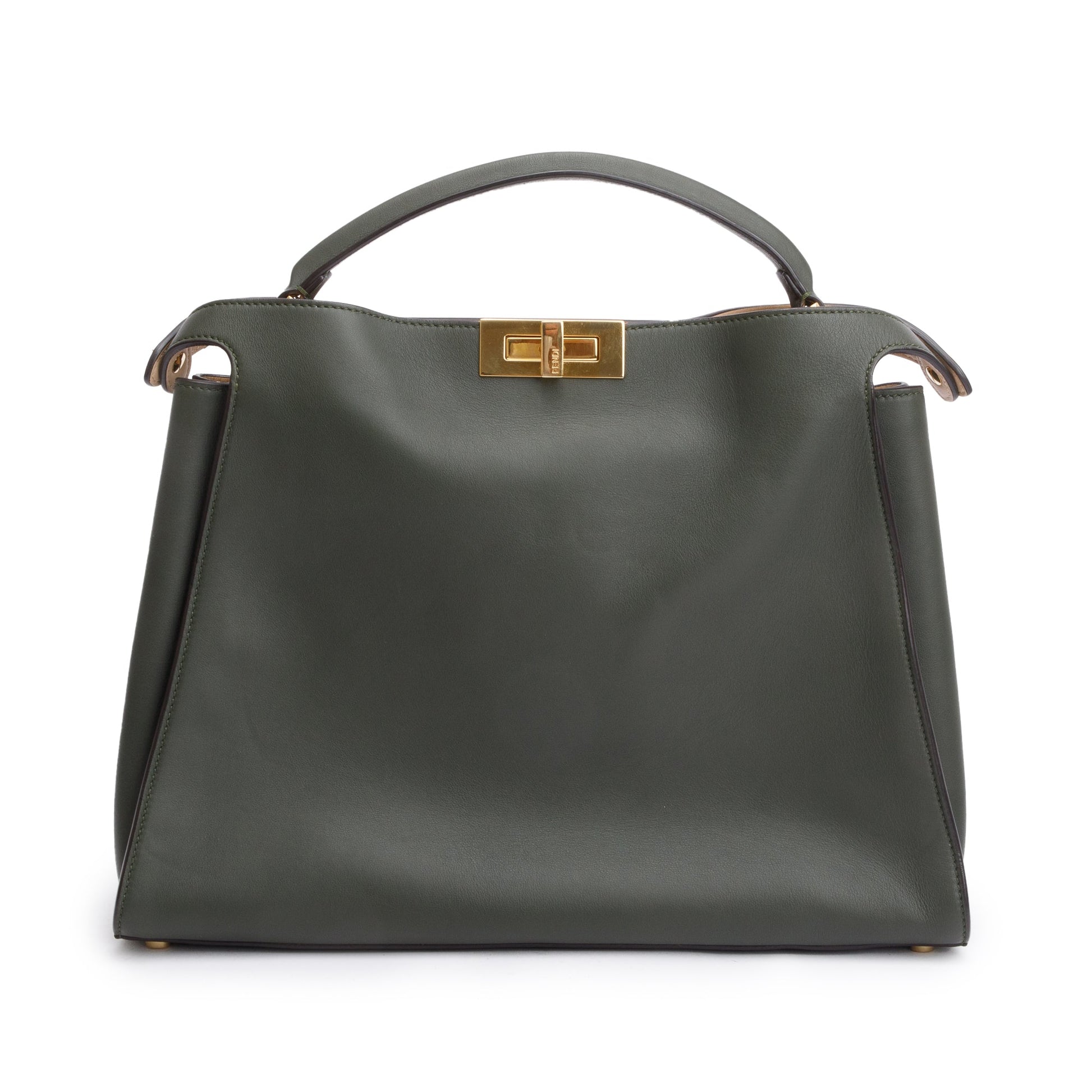 Fendi Green Calfskin Leather Large Peekaboo Bag