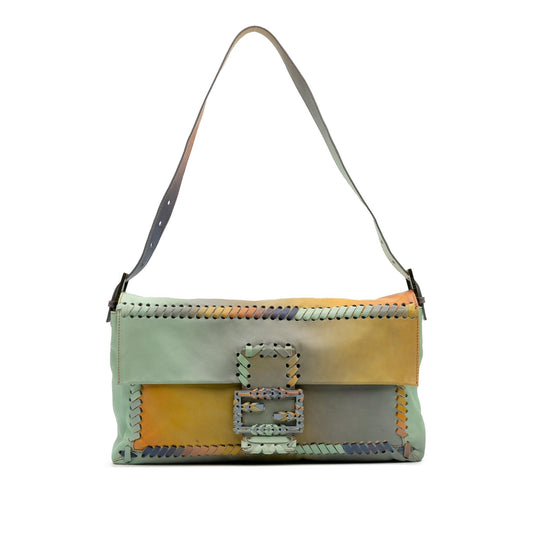 Fendi Large Multicolor Leather Whipstitch Baguette Crossbody