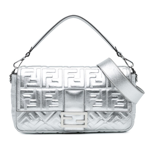 Fendi Large Zucca Embossed Baguette Satchel