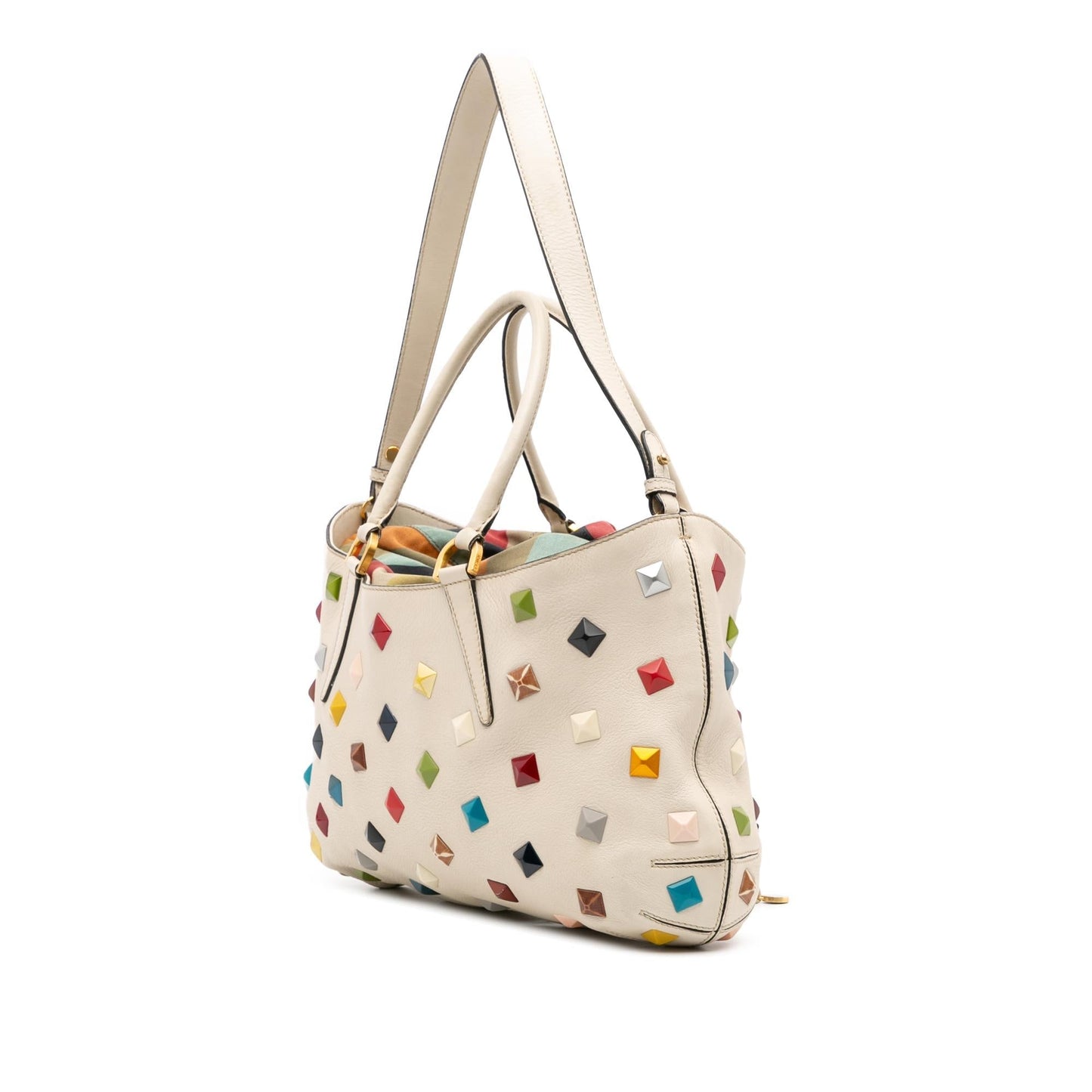 Fendi Medium Studded Leather B Fab Drawstring Tote