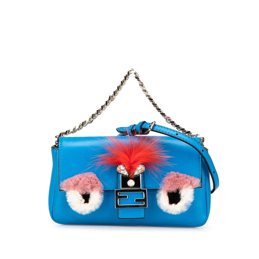 Fendi Micro Leather Monster Baguette Satchel